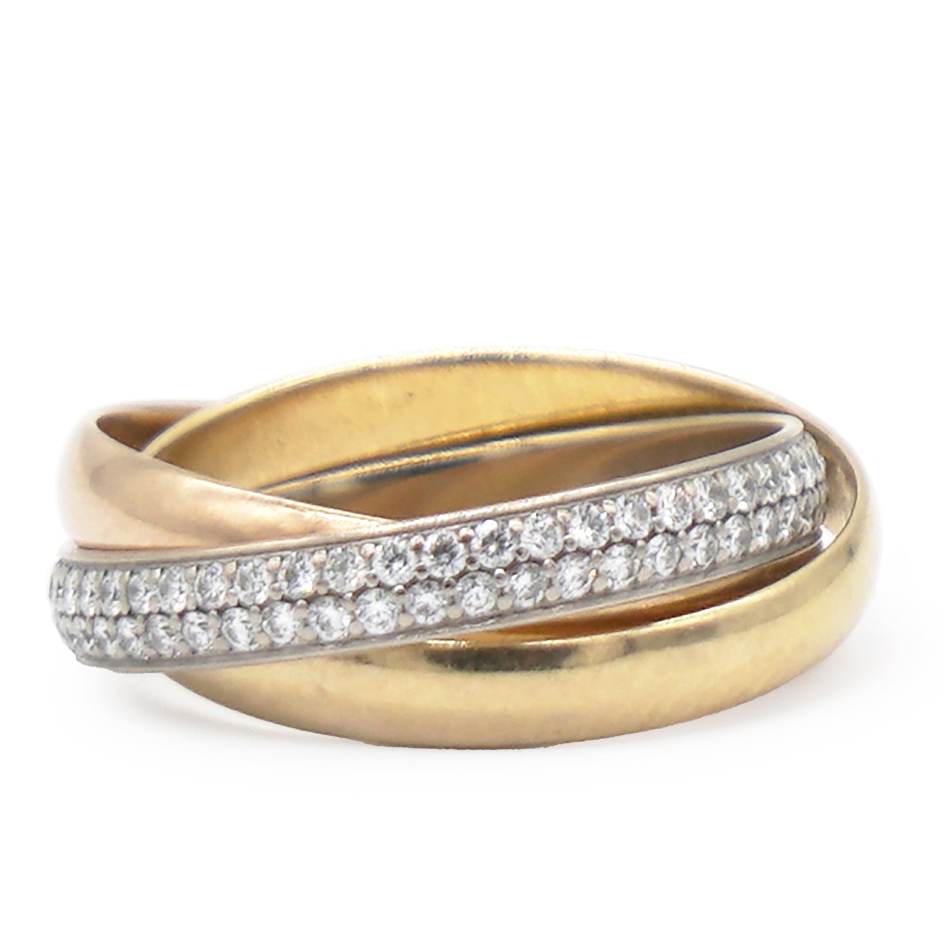 Cartier Trinity Tri Gold Diamond Ring