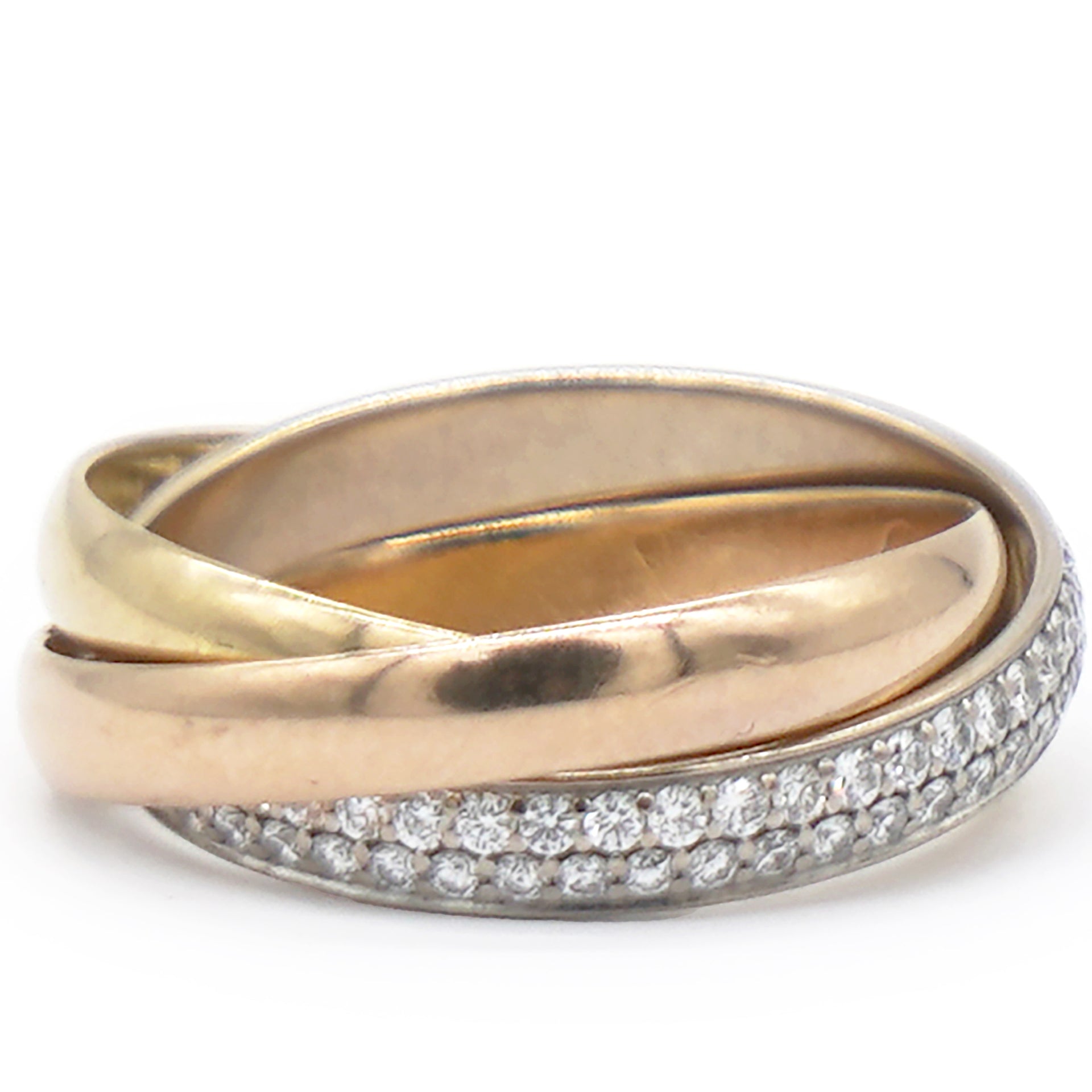 Cartier Trinity Tri Gold Diamond Ring