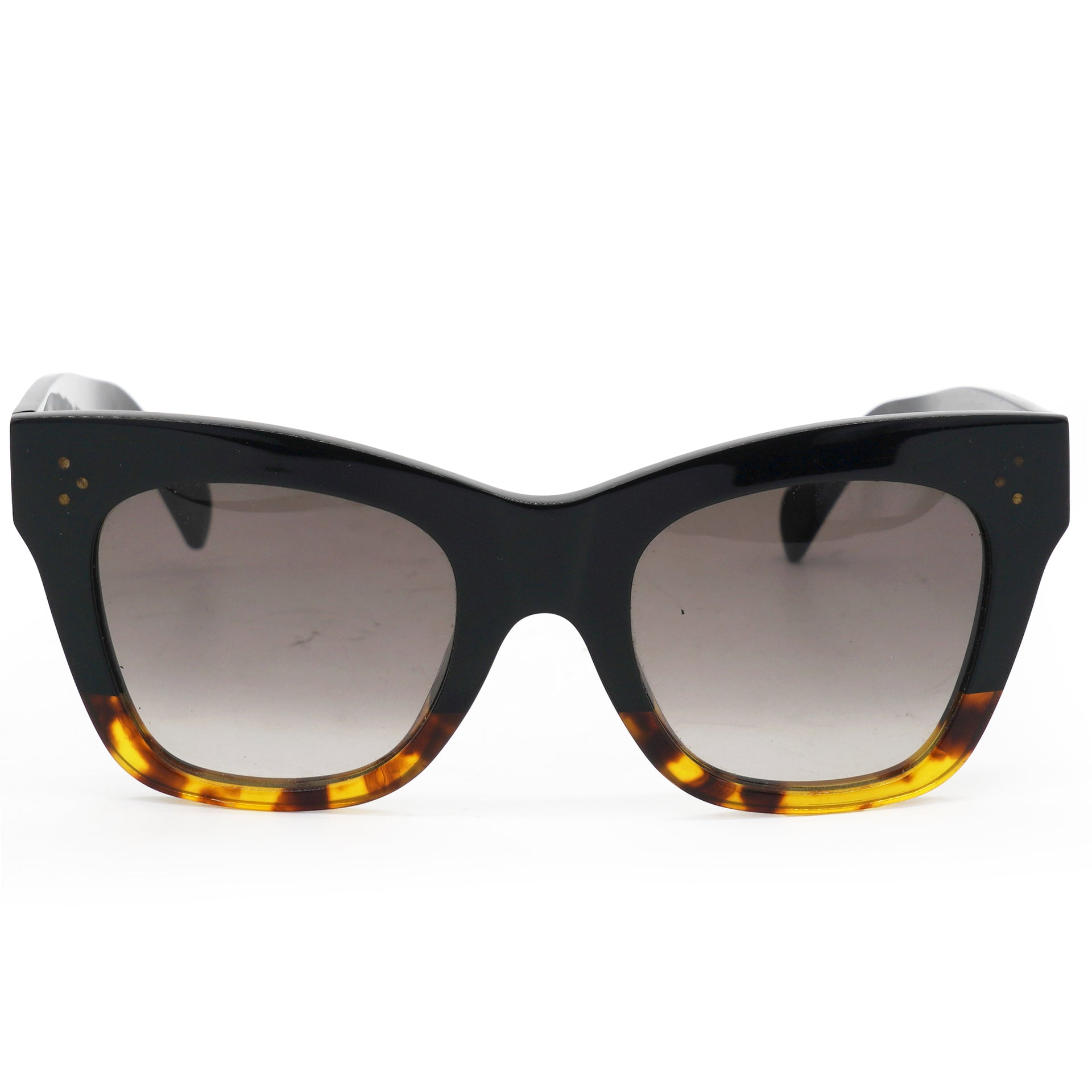 Celine Acetate Polarized Cat Eye Sunglasses CL4004IN Havana Black 