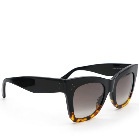 Celine Acetate Polarized Cat Eye Sunglasses CL4004IN Havana Black 