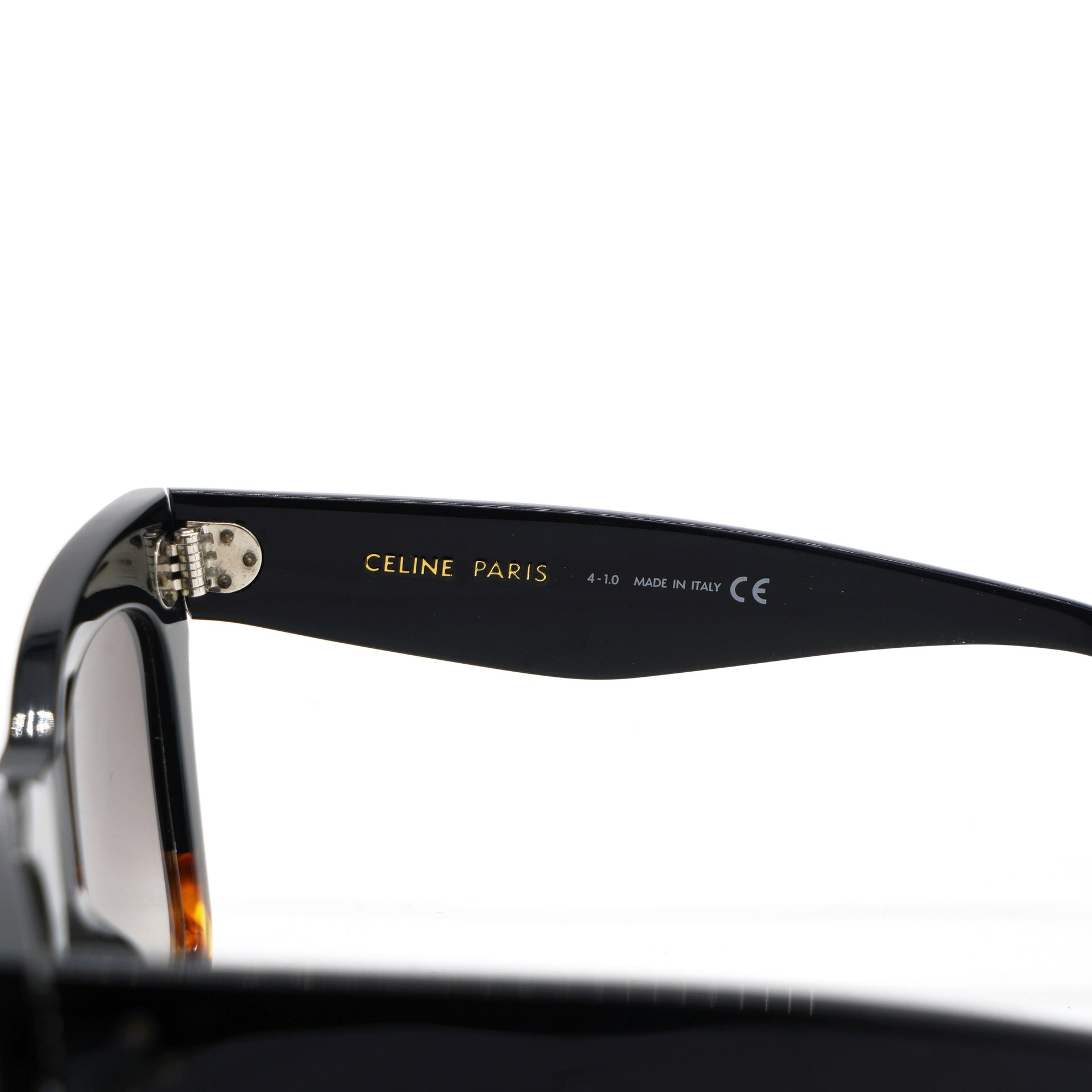Celine Acetate Polarized Cat Eye Sunglasses CL4004IN Havana Black 