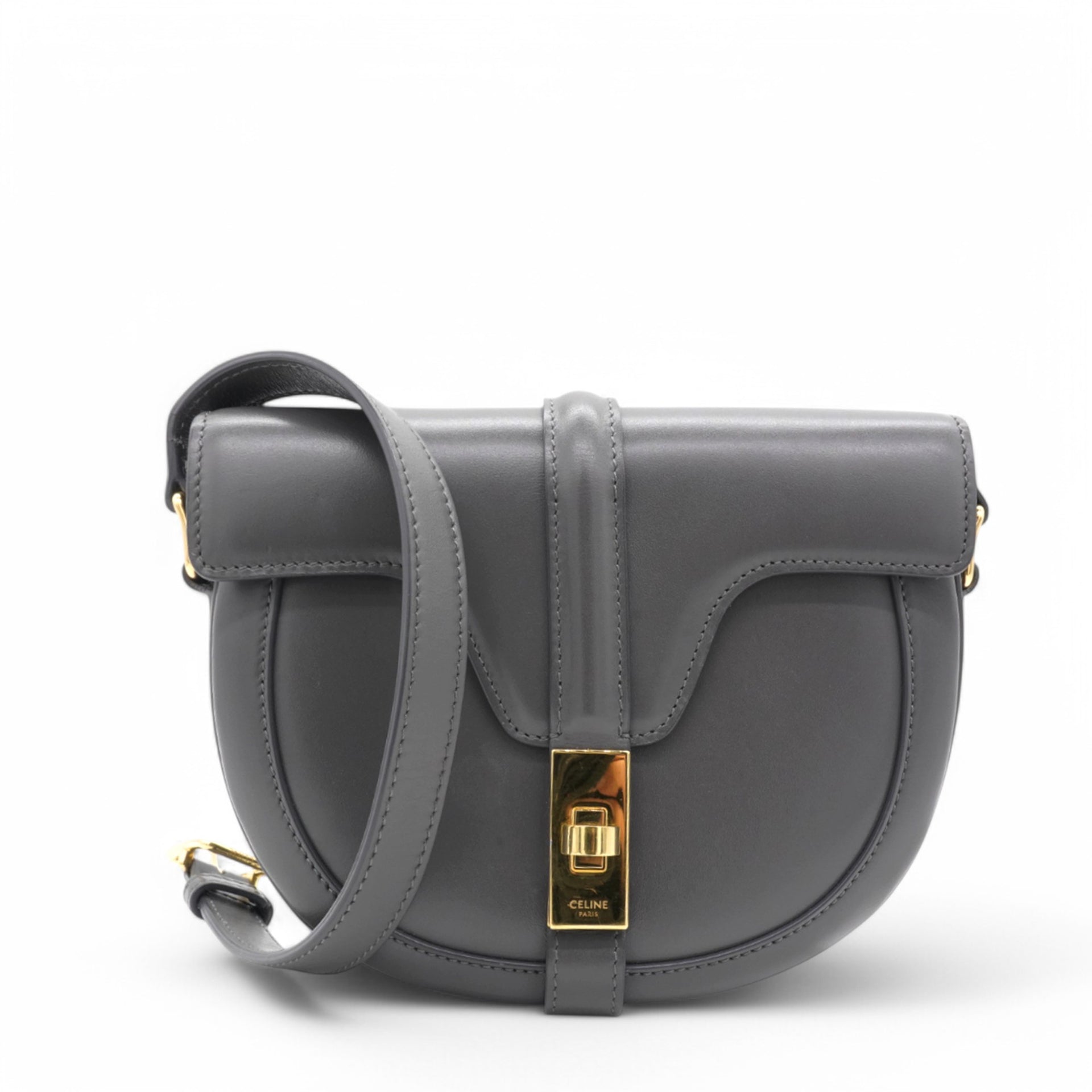 Celine Besace 16 Grey Leather Bag 