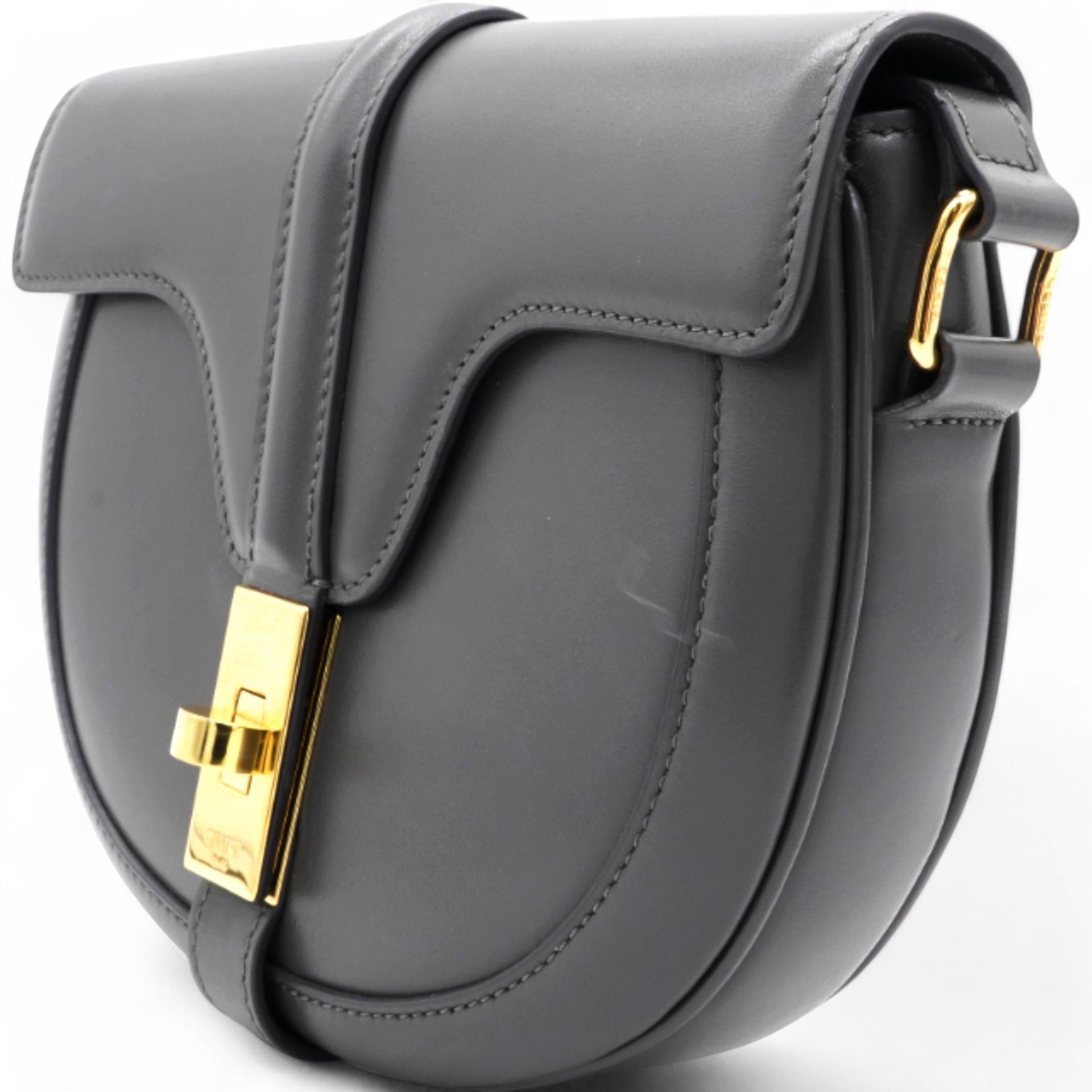 Celine Besace 16 Grey Leather Bag 