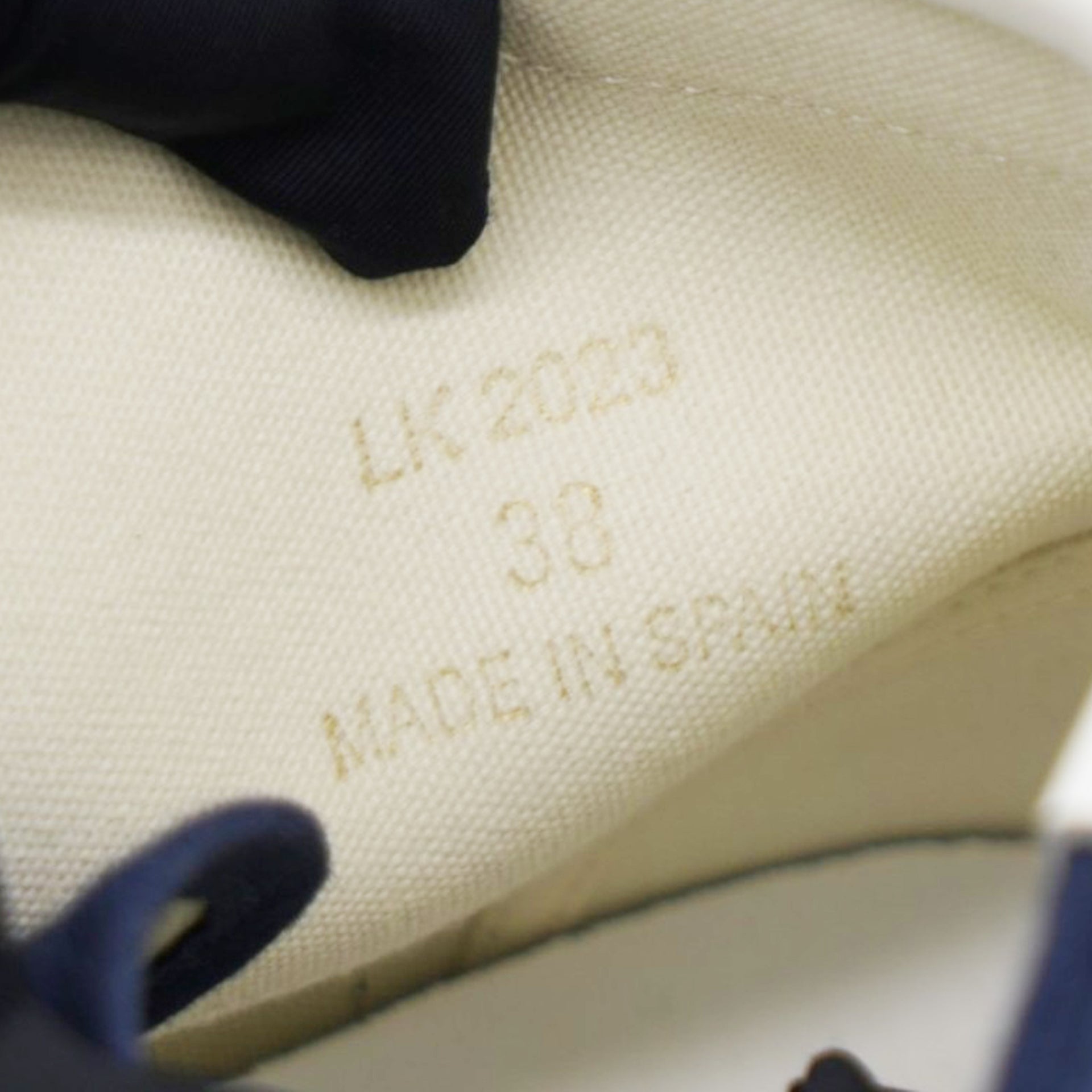 Celine Blank Lace Up Toe Cap Canvas & Calfskin Navy High Top Sneakers Size38 