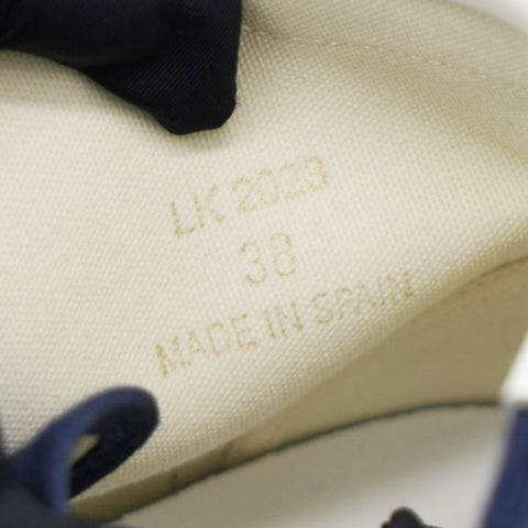 Celine Blank Lace Up Toe Cap Canvas & Calfskin Navy High Top Sneakers Size38 