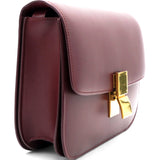 Celine Box Calfskin Medium Classic Box Flap Bag Burgundy 