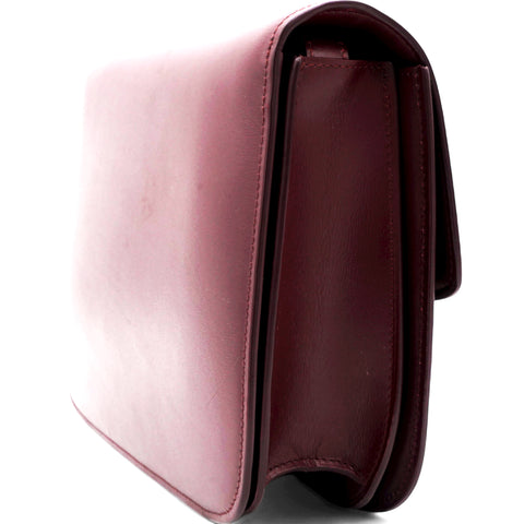 Celine Box Calfskin Medium Classic Box Flap Bag Burgundy 
