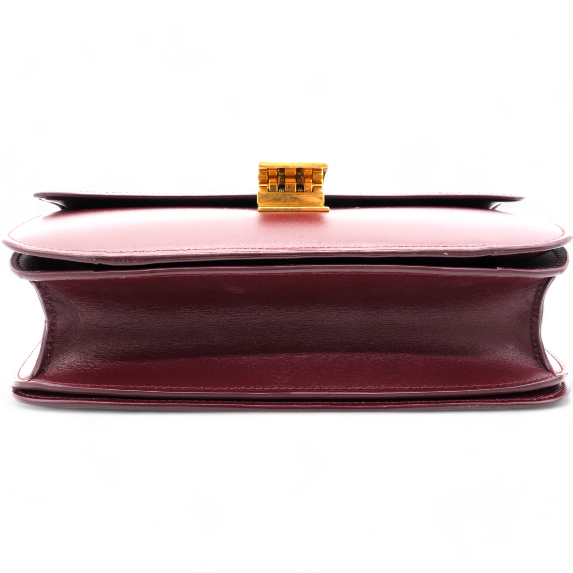 Celine Box Calfskin Medium Classic Box Flap Bag Burgundy 