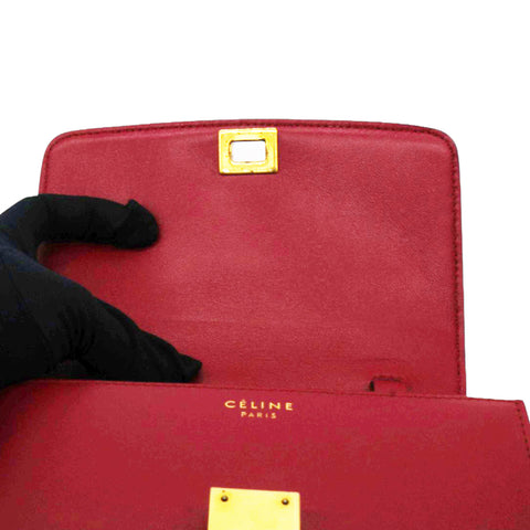 Celine Box Calfskin Mini Classic Box Flap Bag Red