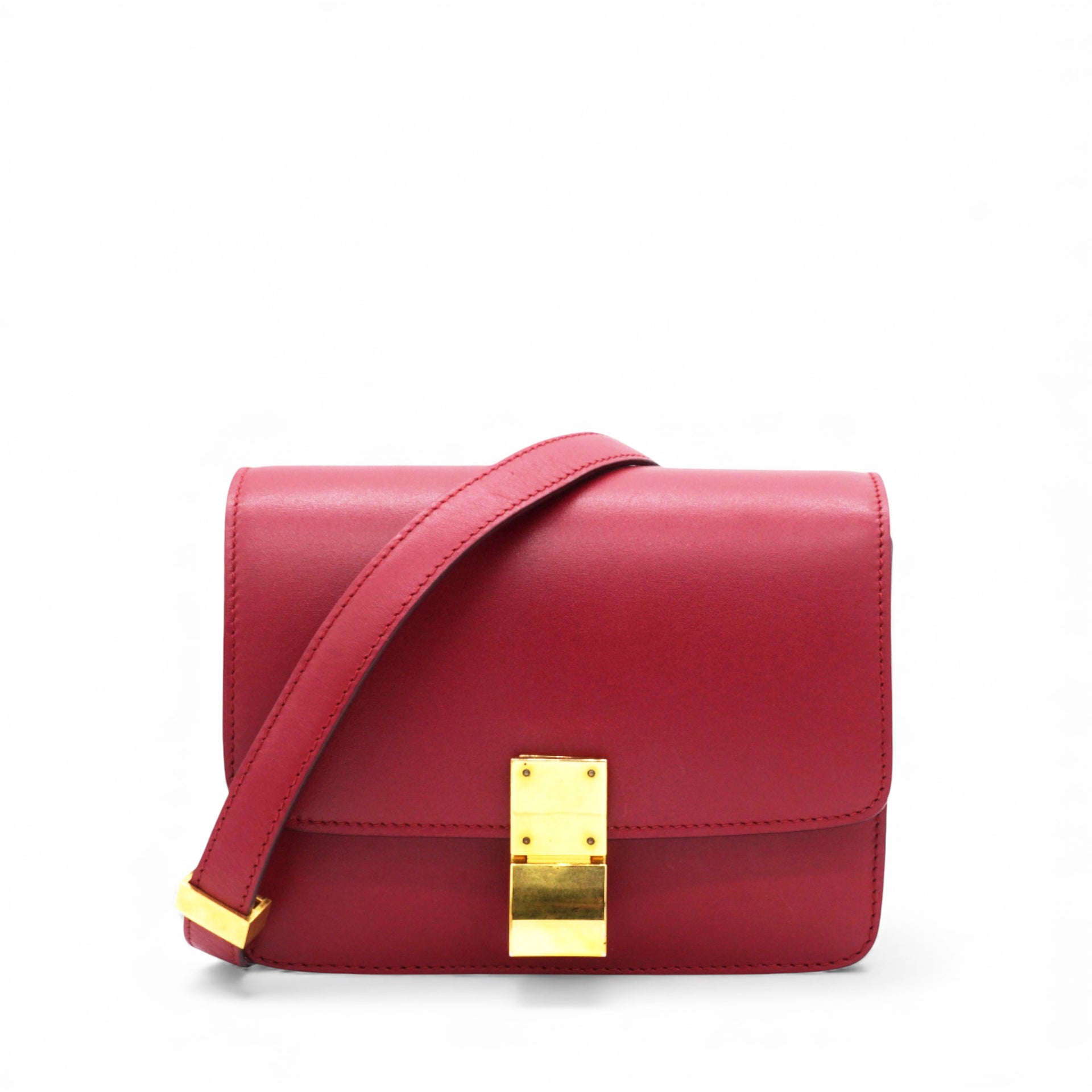 Celine Box Calfskin Mini Classic Box Flap Bag Red