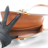 Celine Canvas Calfskin Triomphe Shoulder Bag Tan 