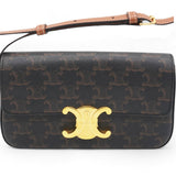 Celine Canvas Calfskin Triomphe Shoulder Bag Tan 