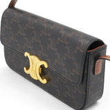 Celine Canvas Calfskin Triomphe Shoulder Bag Tan 