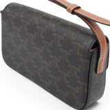 Celine Canvas Calfskin Triomphe Shoulder Bag Tan 