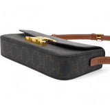 Celine Canvas Calfskin Triomphe Shoulder Bag Tan 