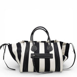 Celine Cotton Canvas Striped Phantom Luggage White Black