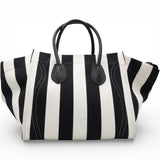Celine Cotton Canvas Striped Phantom Luggage White Black