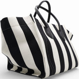 Celine Cotton Canvas Striped Phantom Luggage White Black