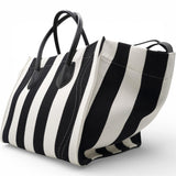 Celine Cotton Canvas Striped Phantom Luggage White Black