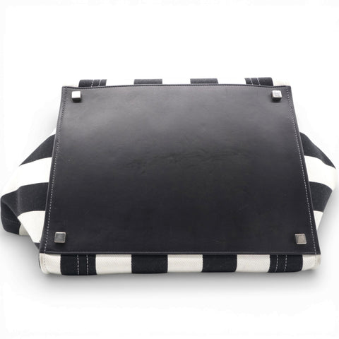 Celine Cotton Canvas Striped Phantom Luggage White Black
