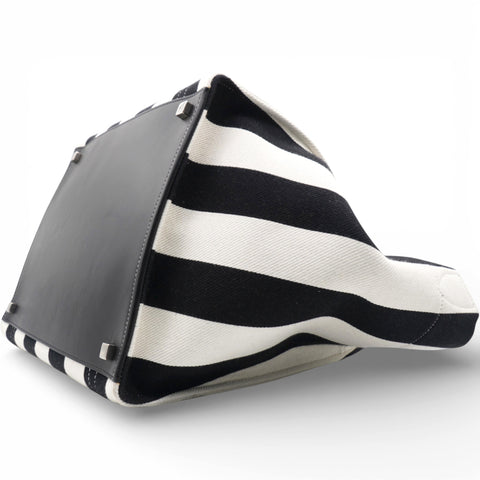 Celine Cotton Canvas Striped Phantom Luggage White Black