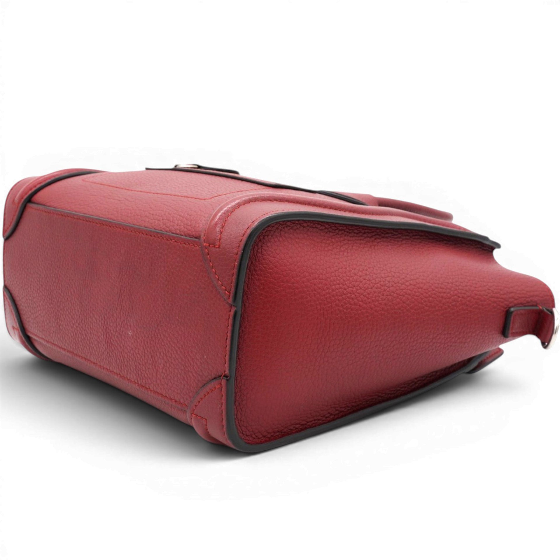 Celine Drummed Leather Nano Luggage Merlot 