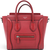 Celine Drummed Leather Nano Luggage Merlot 