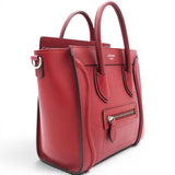 Celine Drummed Leather Nano Luggage Merlot 