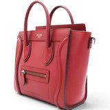 Celine Drummed Leather Nano Luggage Merlot 