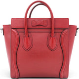 Celine Drummed Leather Nano Luggage Merlot 