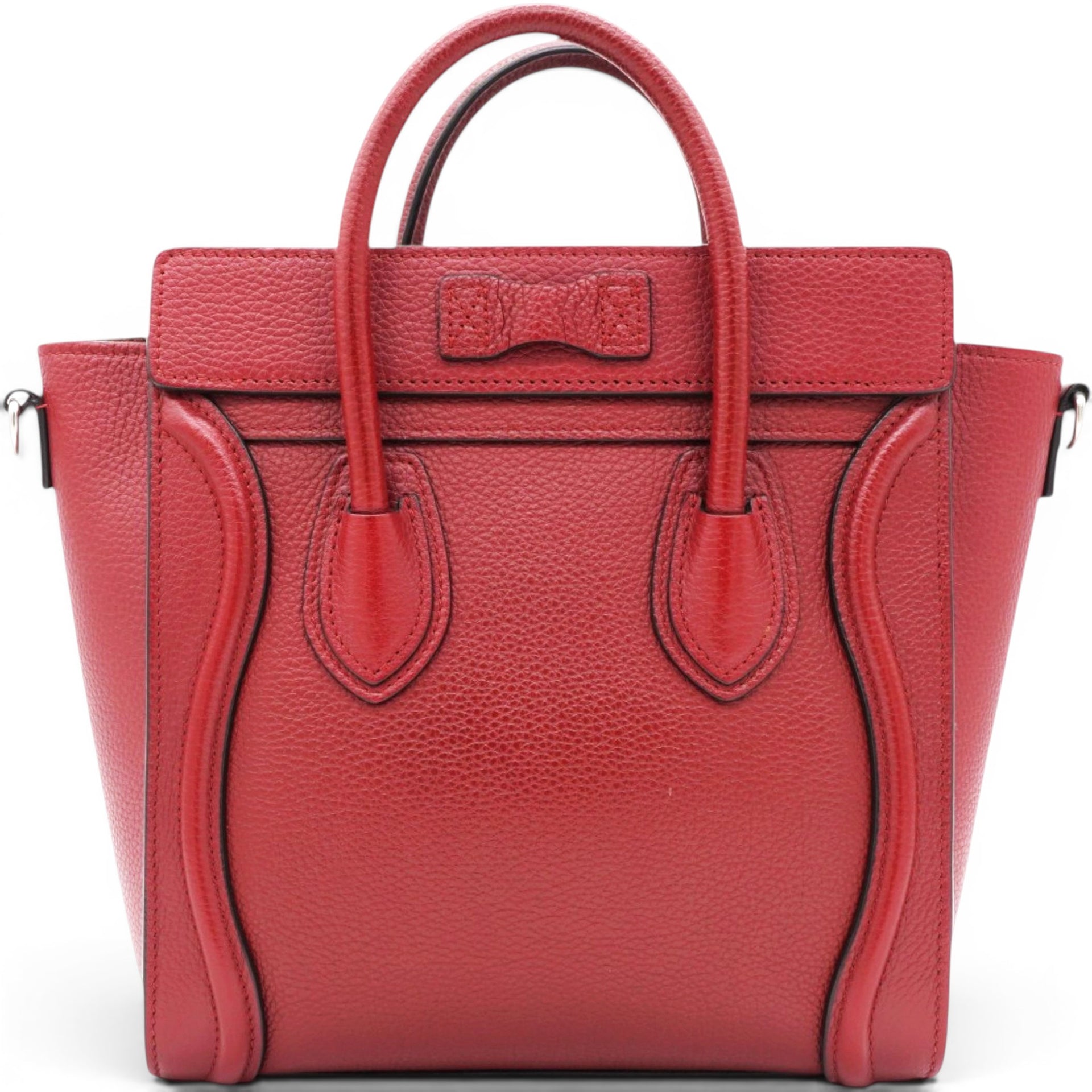 Celine Drummed Leather Nano Luggage Merlot 