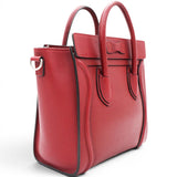 Celine Drummed Leather Nano Luggage Merlot 