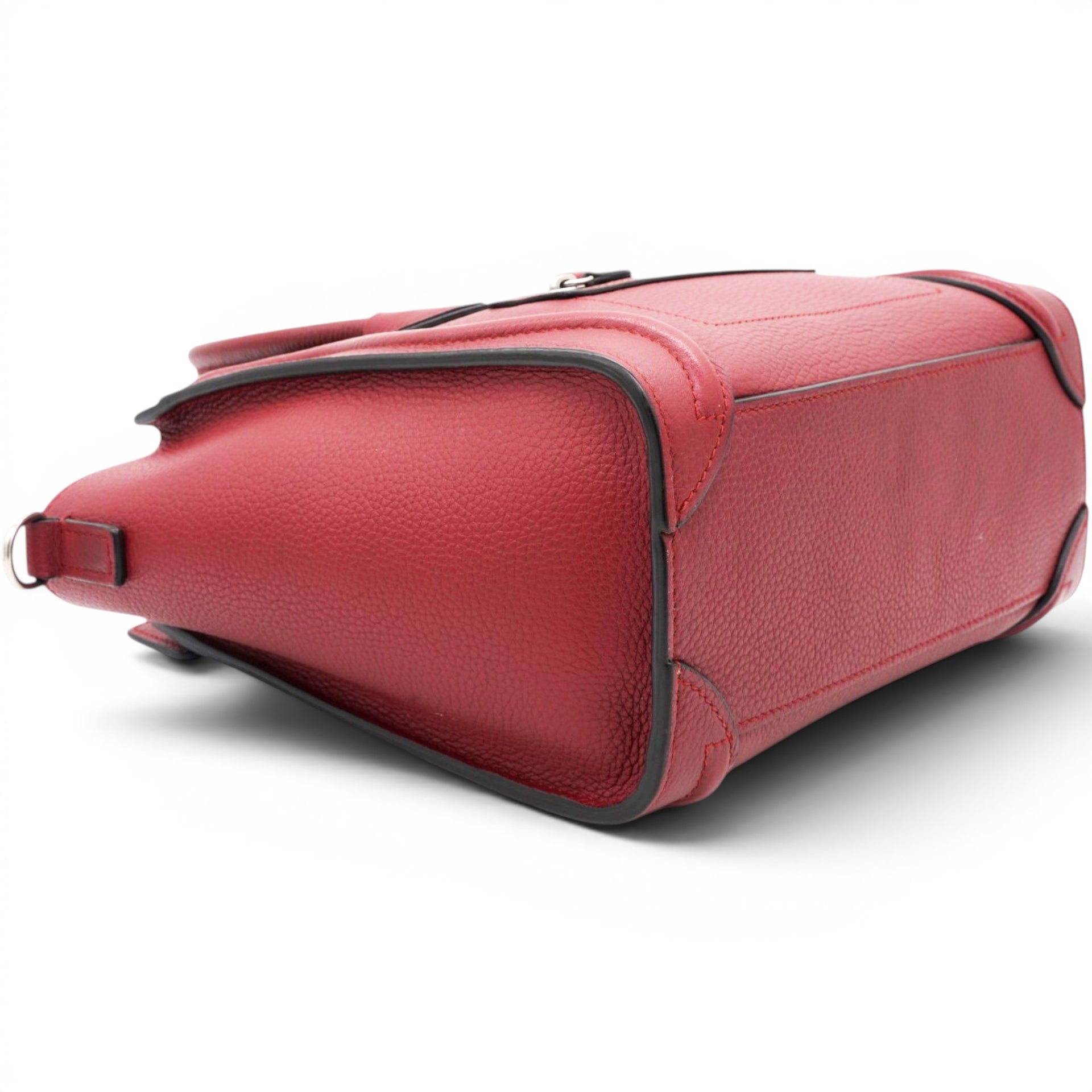Celine Drummed Leather Nano Luggage Merlot 