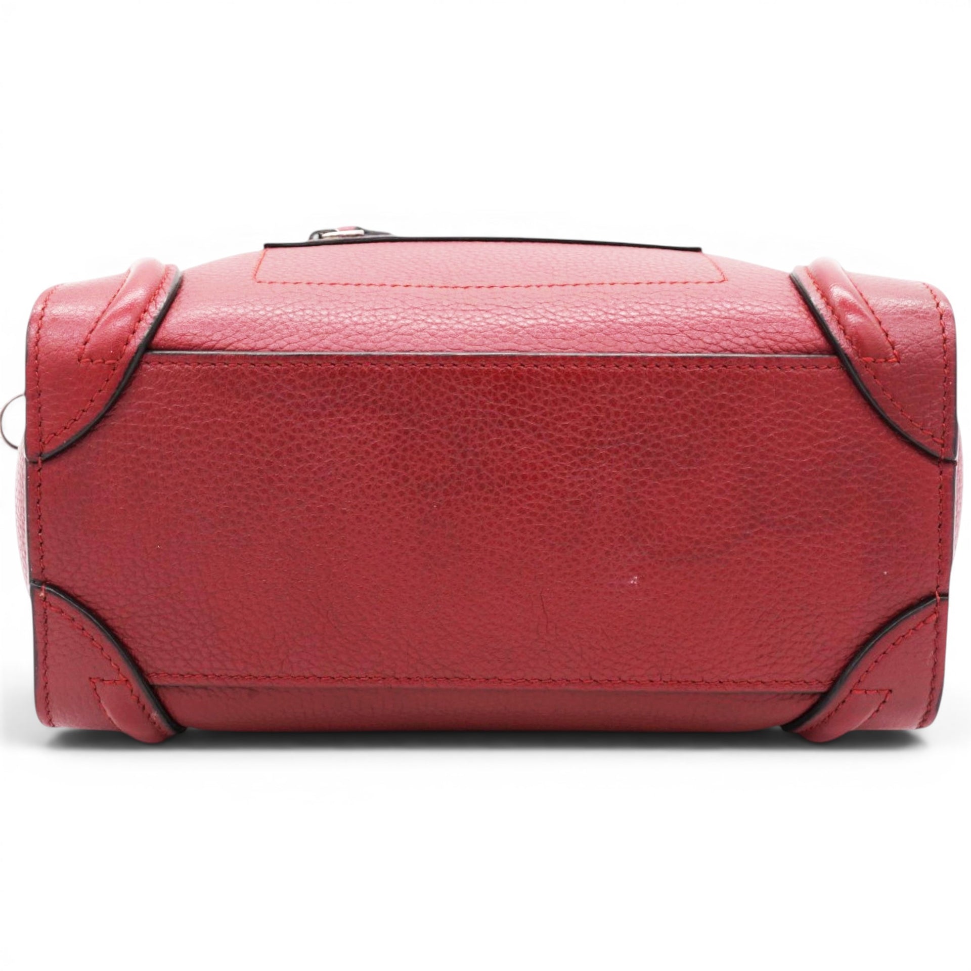 Celine Drummed Leather Nano Luggage Merlot 