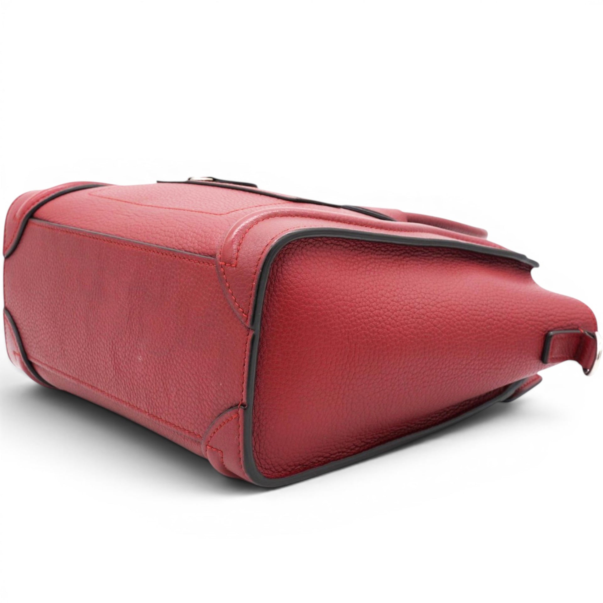 Celine Drummed Leather Nano Luggage Merlot 