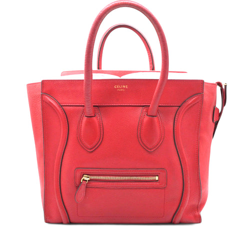  Celine Drummed Luggage Coquelicot Tote 