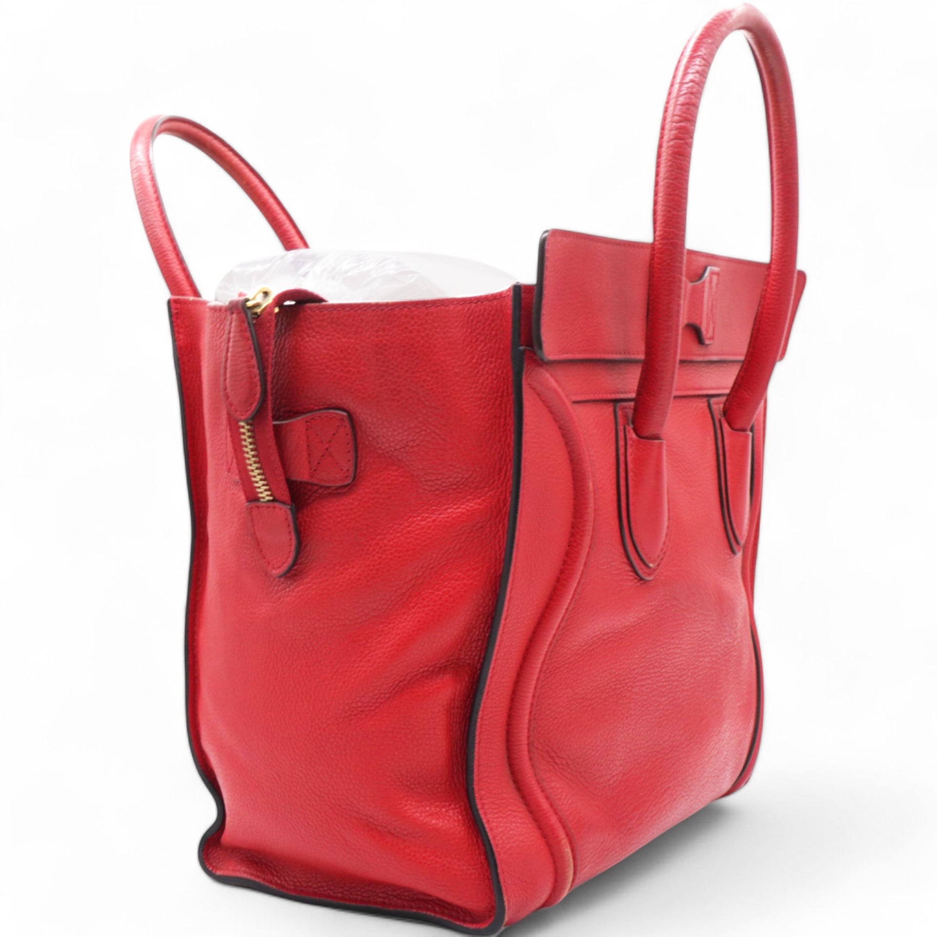  Celine Drummed Luggage Coquelicot Tote 