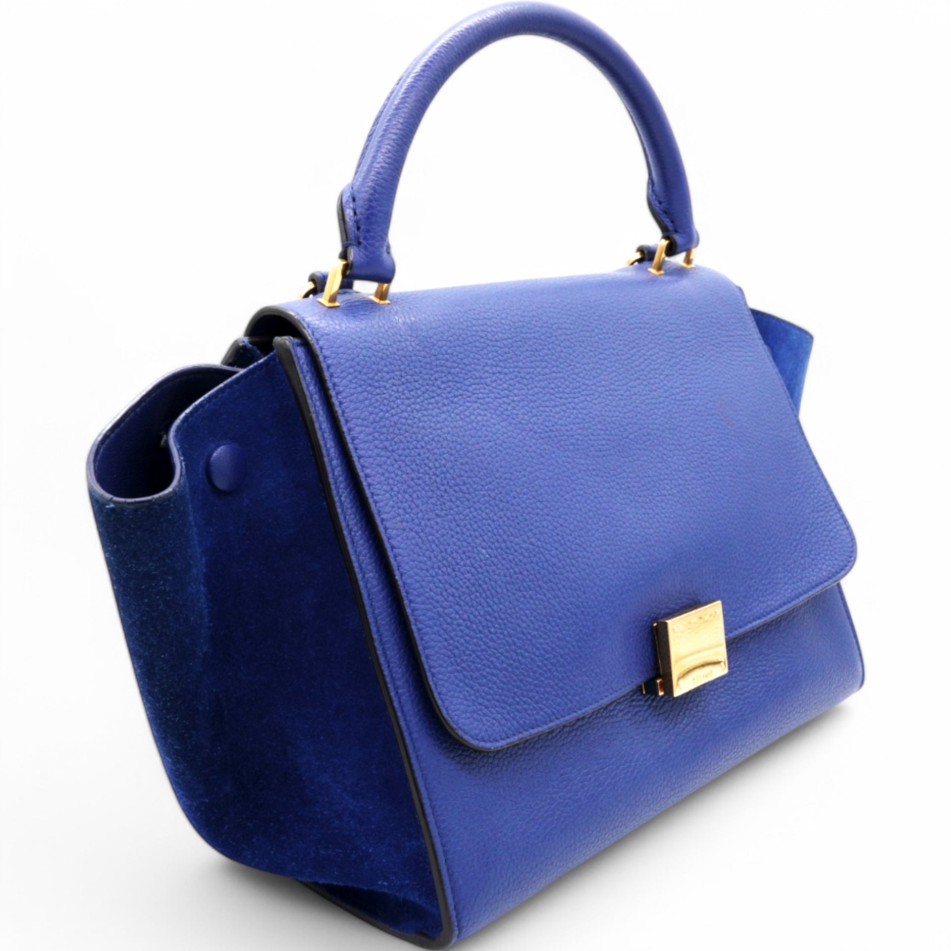 Celine Drummed Suede Trapeze Indigo Blue 