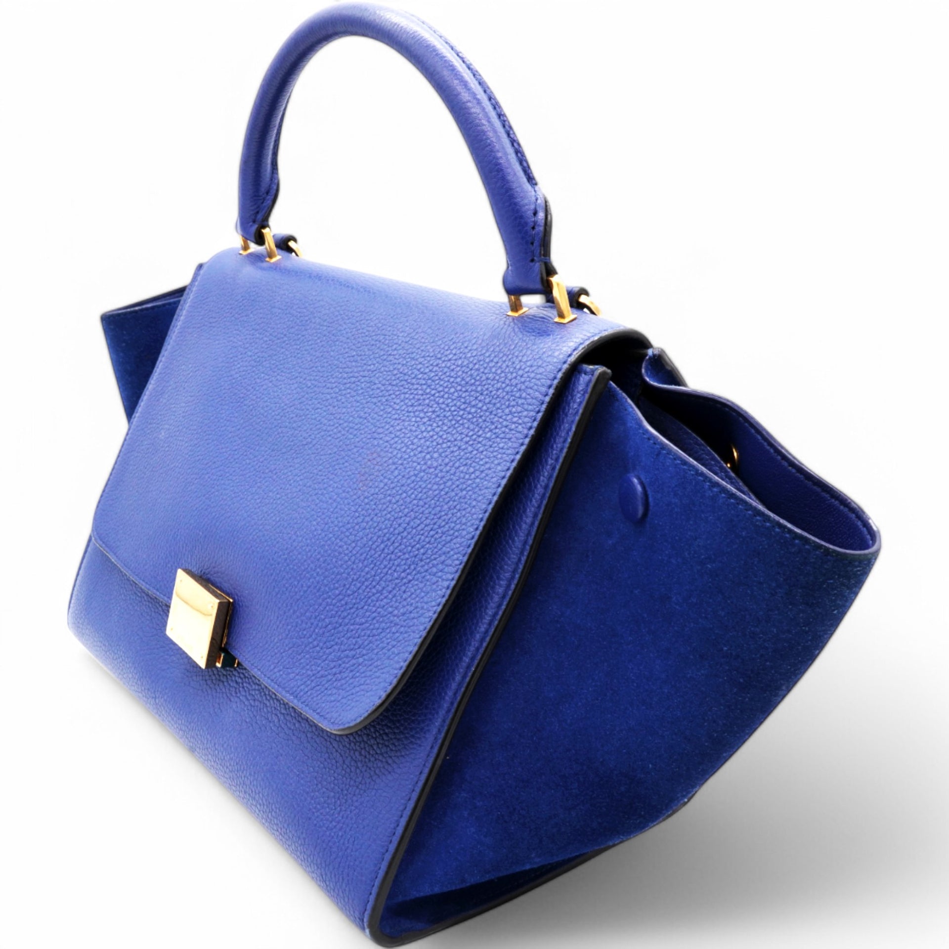 Celine Drummed Suede Trapeze Indigo Blue 