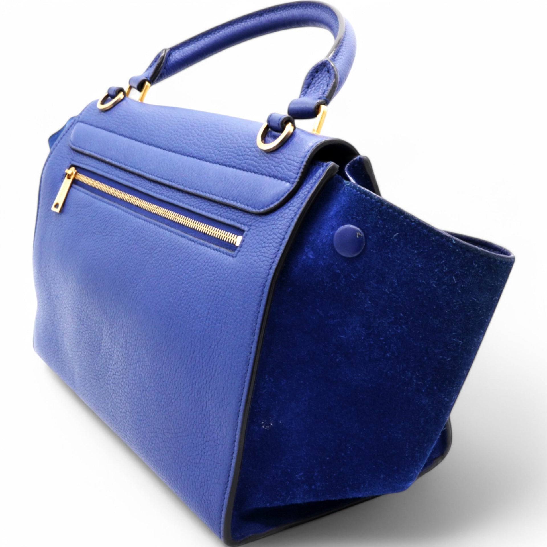 Celine Drummed Suede Trapeze Indigo Blue 