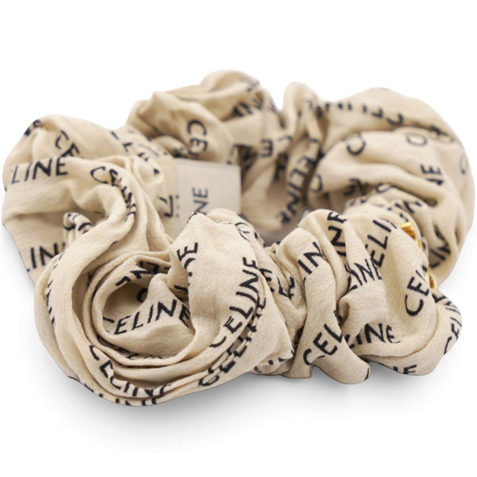 Celine Logo Print Fabric Scrunchie 