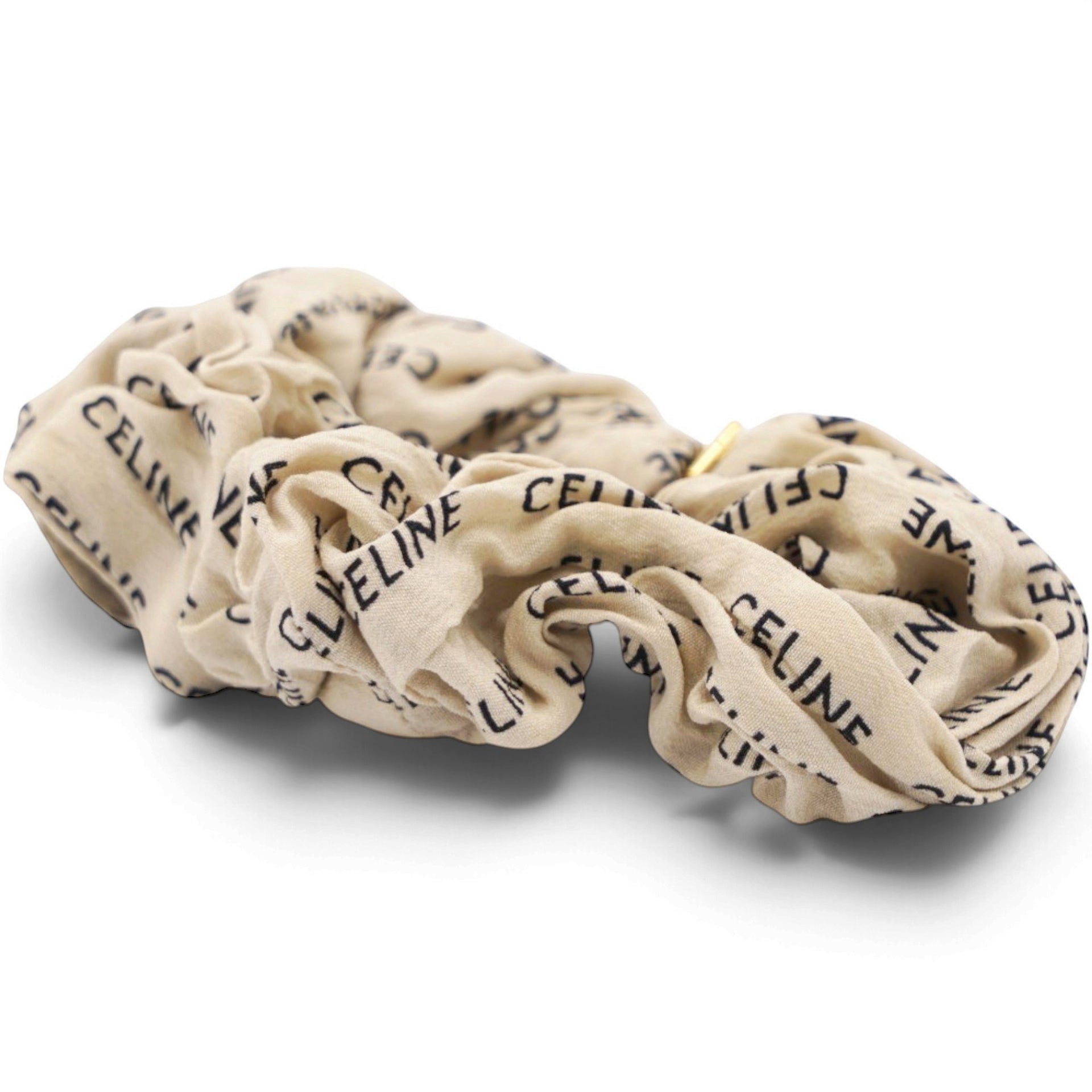 Celine Logo Print Fabric Scrunchie 