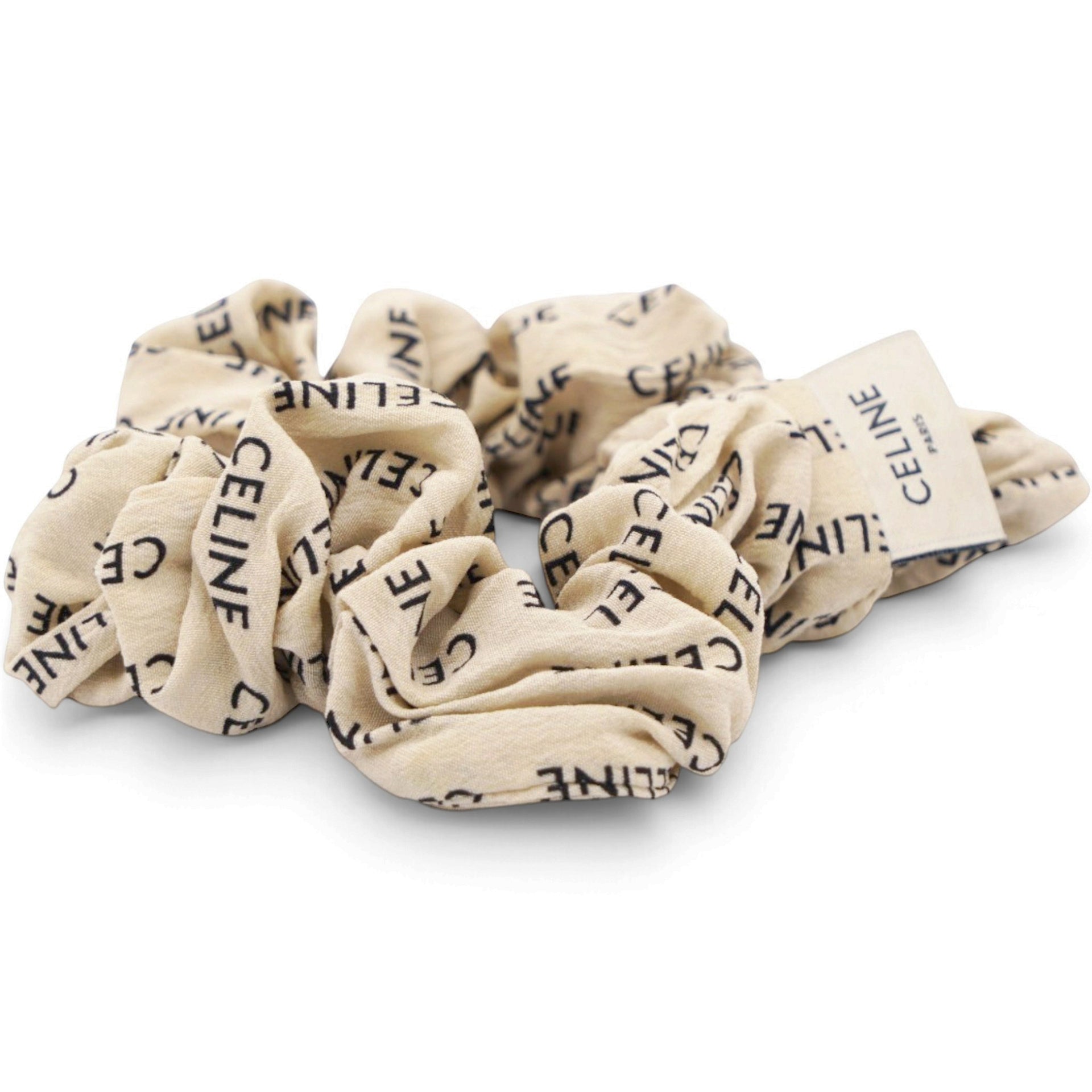 Celine Logo Print Fabric Scrunchie 
