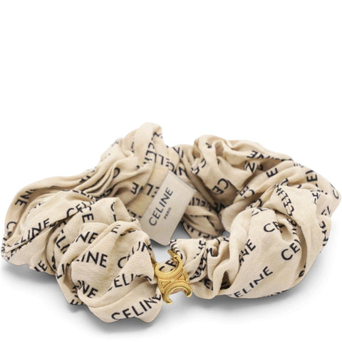 Celine Logo Print Fabric Scrunchie 
