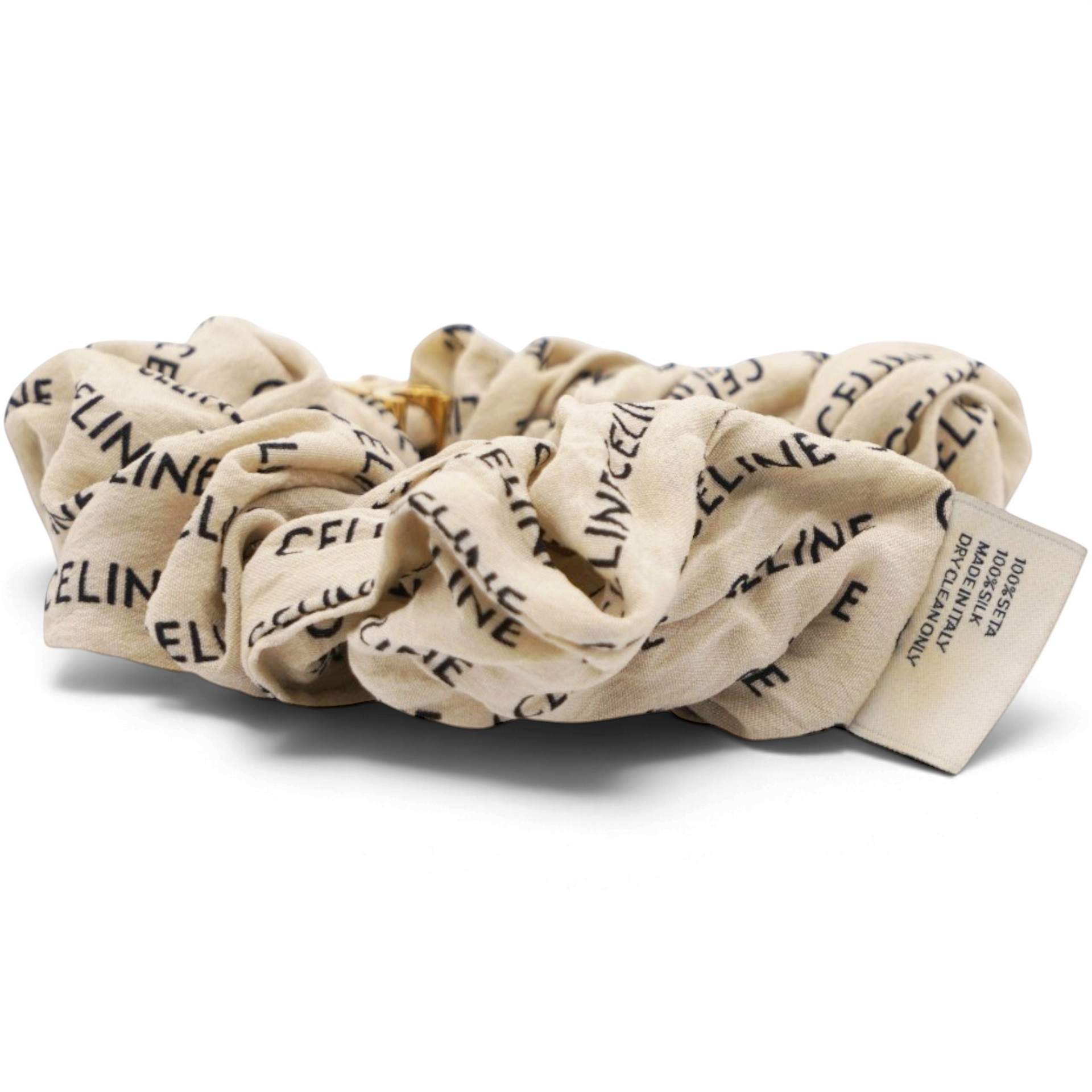 Celine Logo Print Fabric Scrunchie 