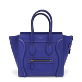 Celine Luggage Handbag In Blue Leather Micro