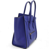 Celine Luggage Handbag In Blue Leather Micro