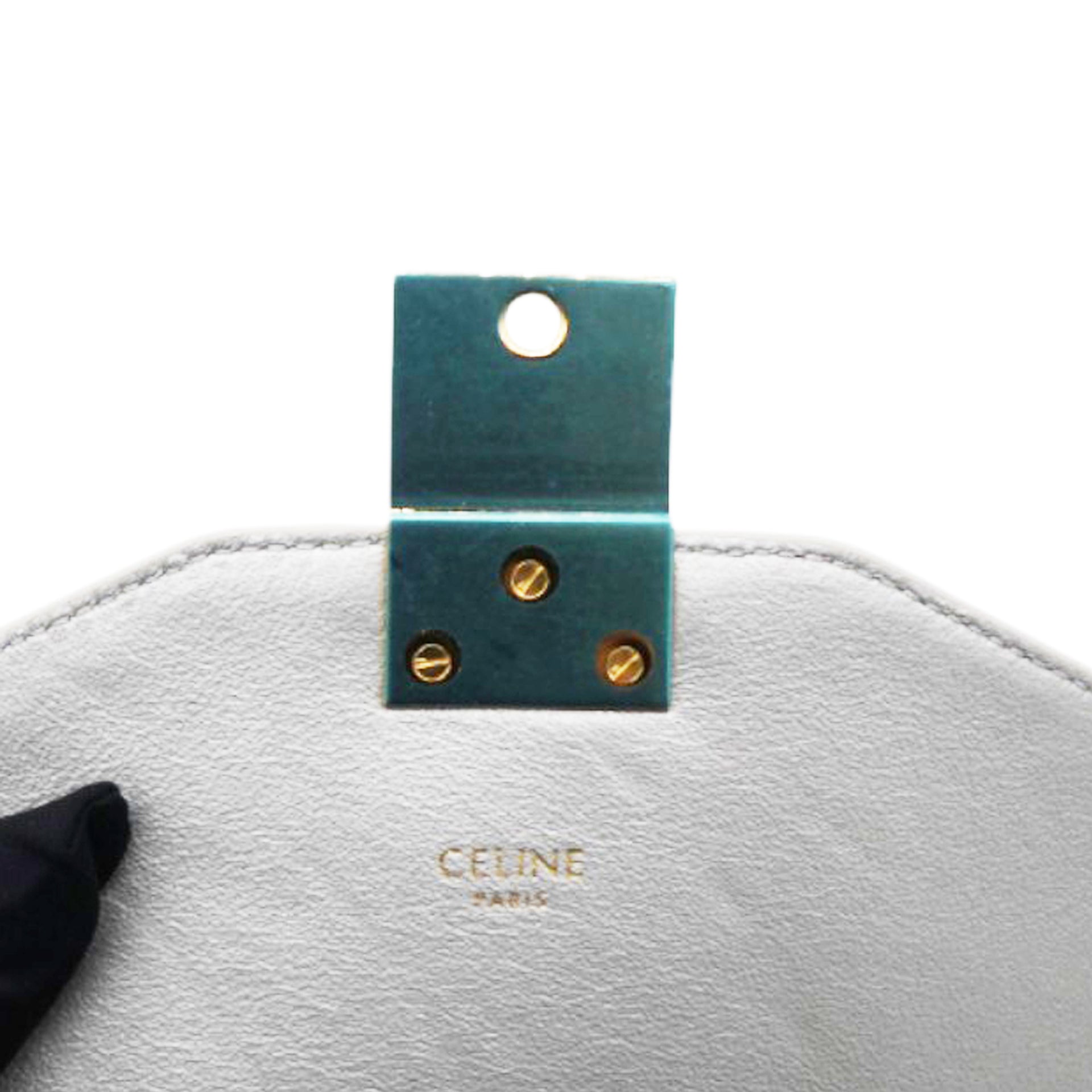 Celine Open Box Laminated Quilted Leather Shoulder Bag Silver 