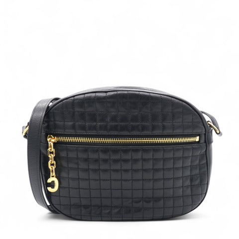 Celine Quilted C Charm Bag Black 