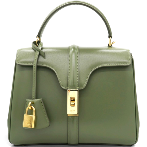 Celine Satinated Calfskin Mini 16 Top Handle Bag Sage 